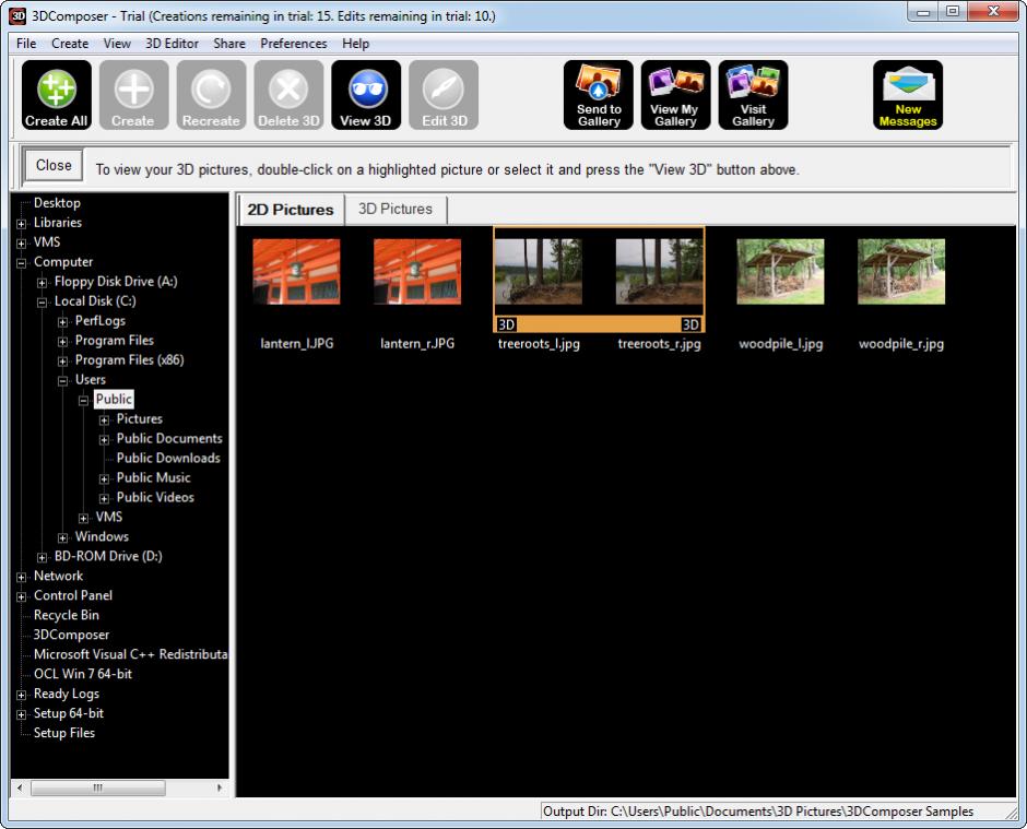 3DComposer main screen