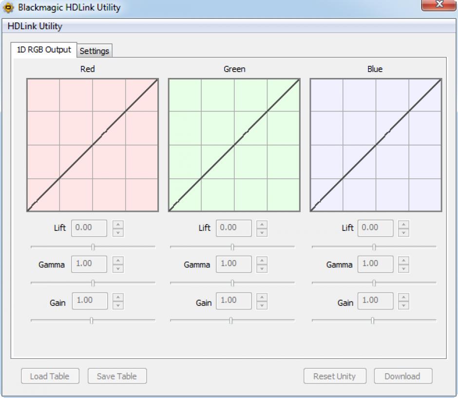 Blackmagic HDLink Utility main screen