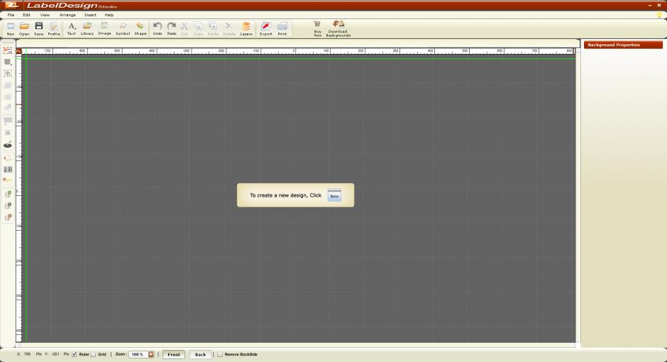 Label Design Studio main screen