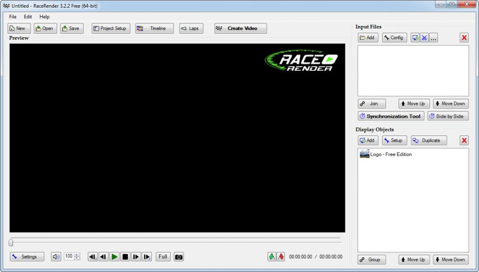 RaceRender main screen