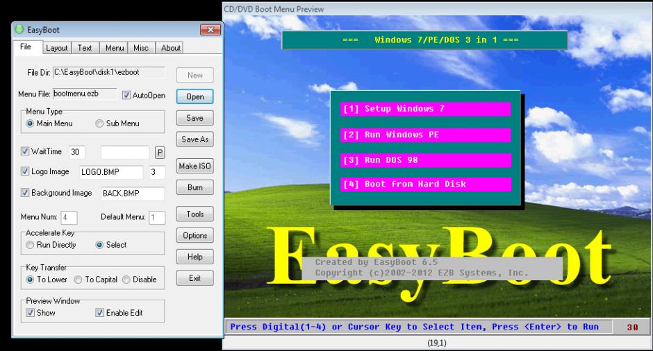 EasyBoot main screen