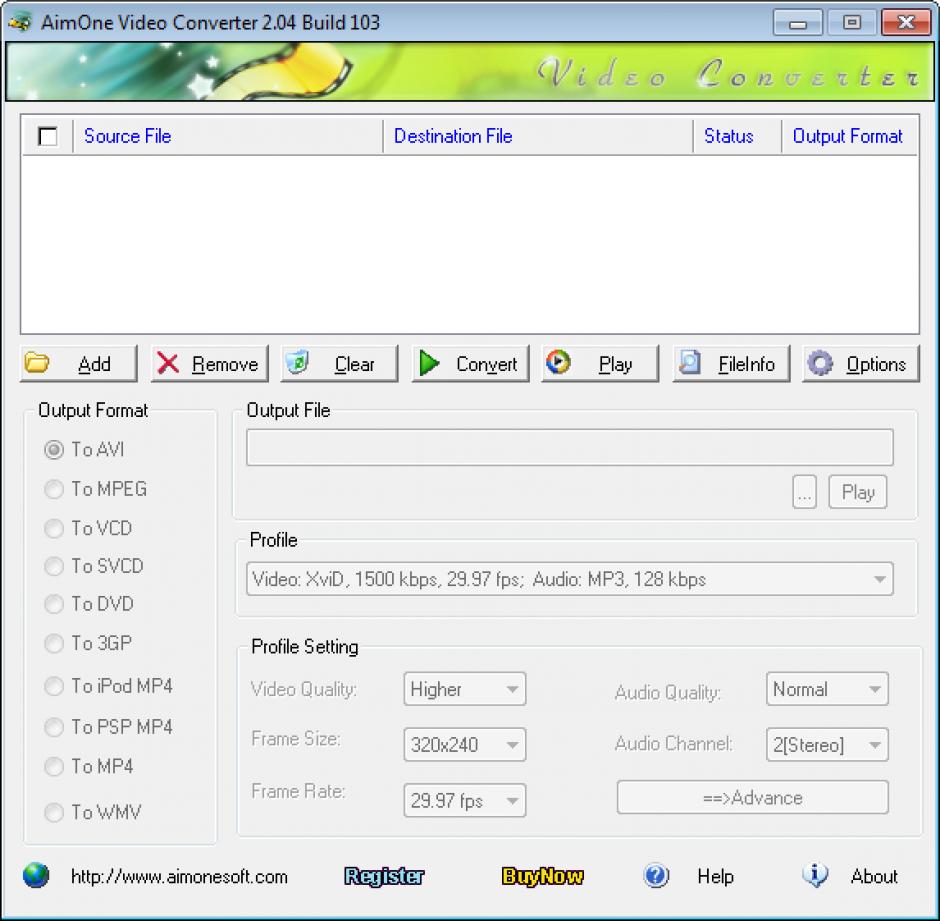 screenshot of program