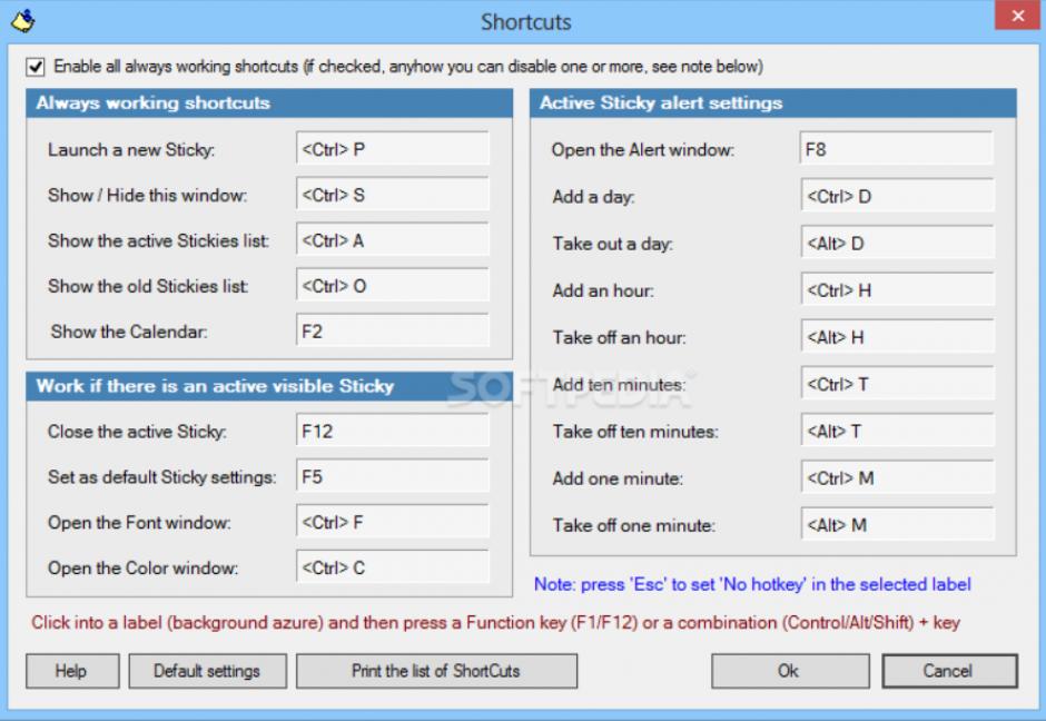 AlarmStickies main screen