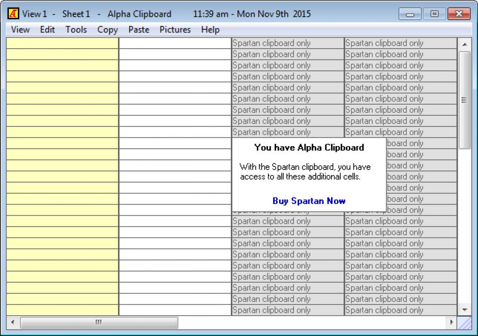 Alpha Clipboard main screen