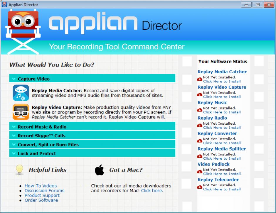 Applian Director main screen