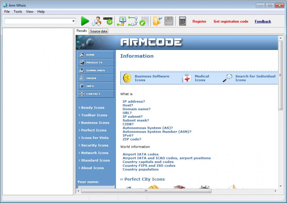 screenshot of program