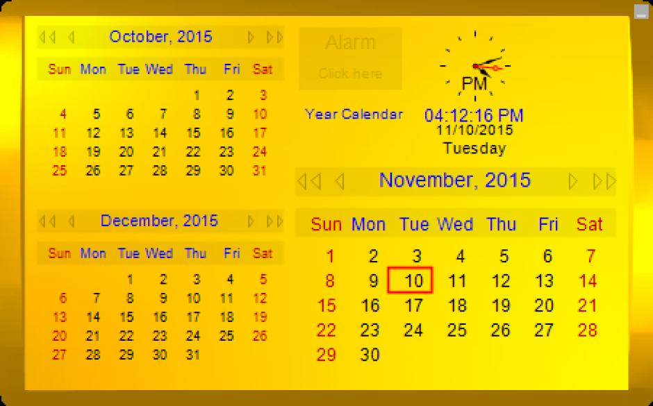 Kybtec Calendar main screen