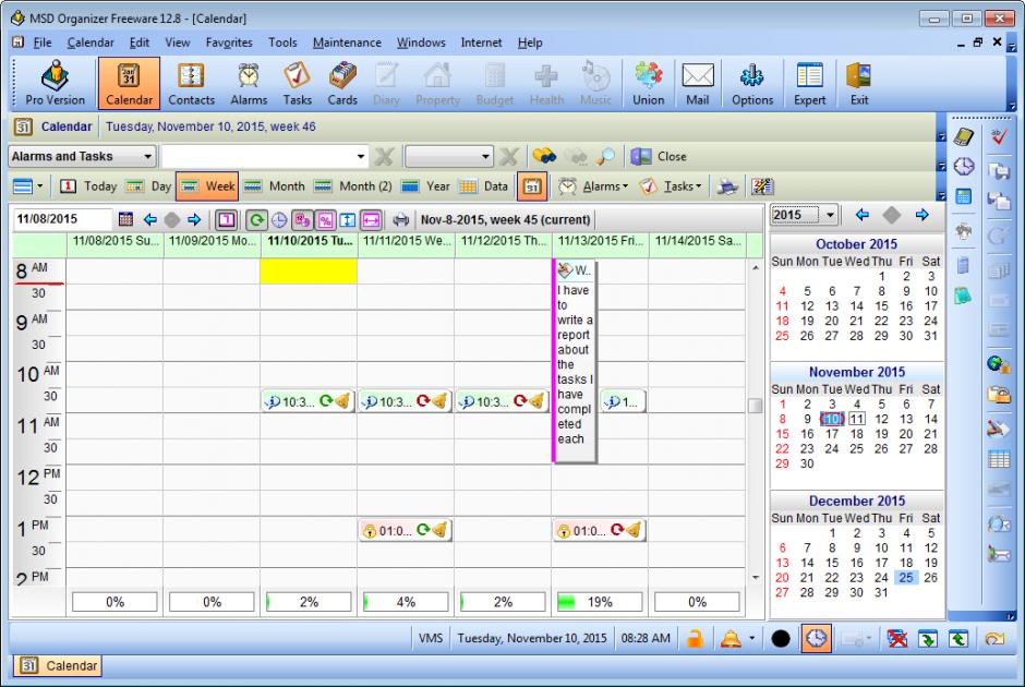 MSD Organizer Freeware main screen