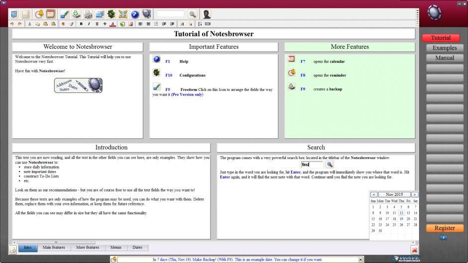 screenshot of program