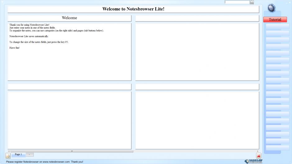 Notesbrowser Lite main screen