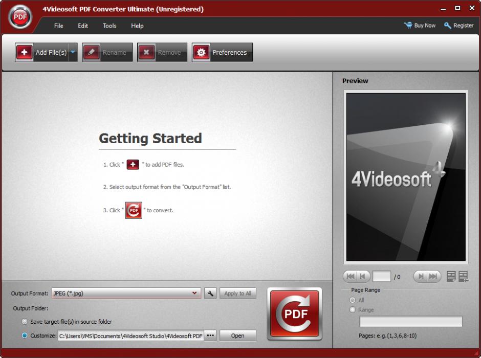4Videosoft PDF Converter Ultimate main screen