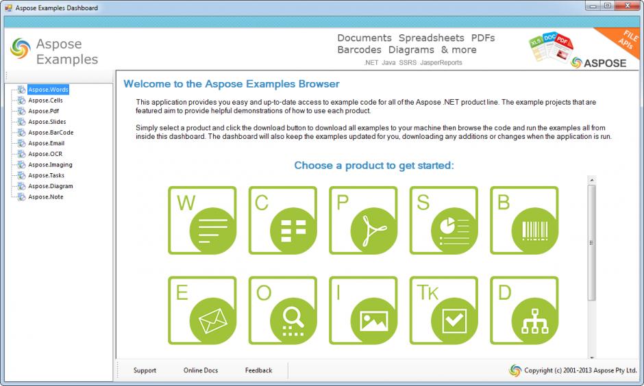 Aspose.Pdf main screen