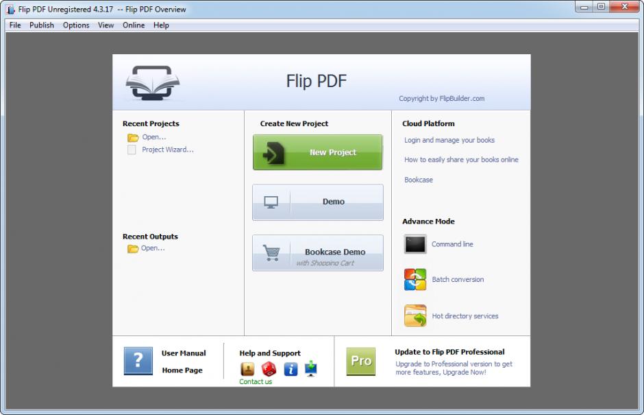 Flip PDF main screen