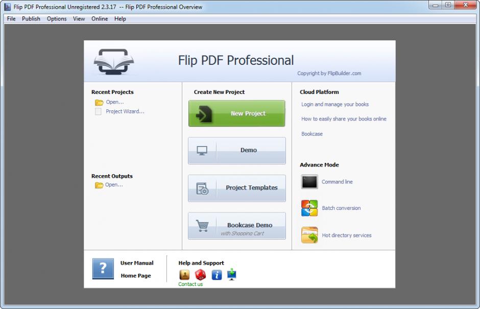 Flip PDF Professional main screen