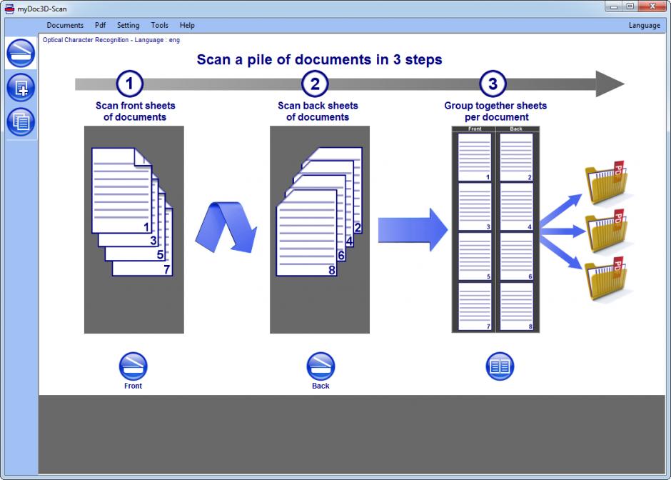 myDoc3D-Scan main screen