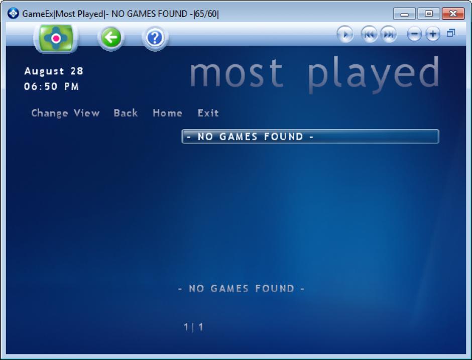 GameEx main screen