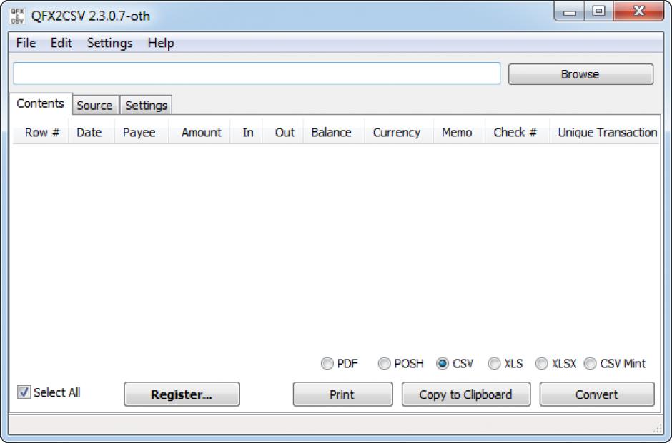 screenshot of program