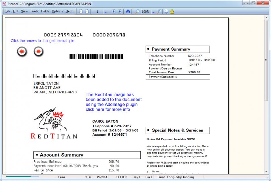 screenshot of program