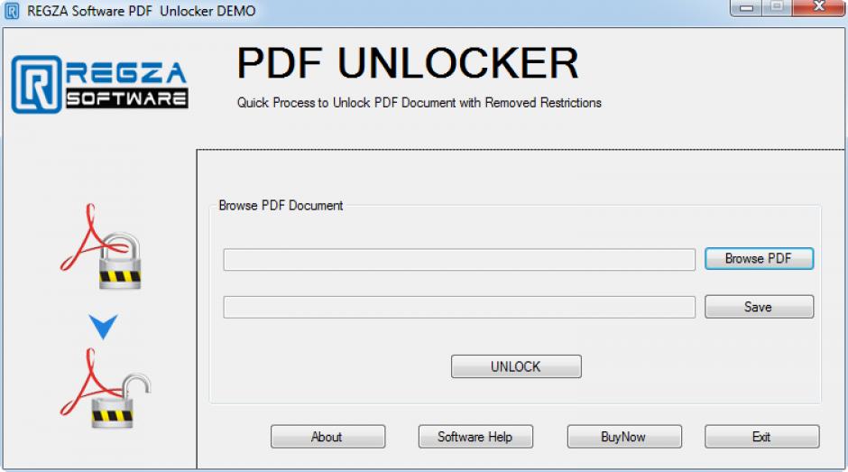 Regza PDF Unlocker main screen