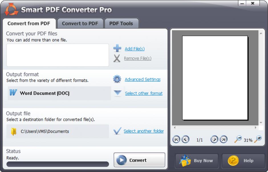 Smart PDF Converter Pro main screen