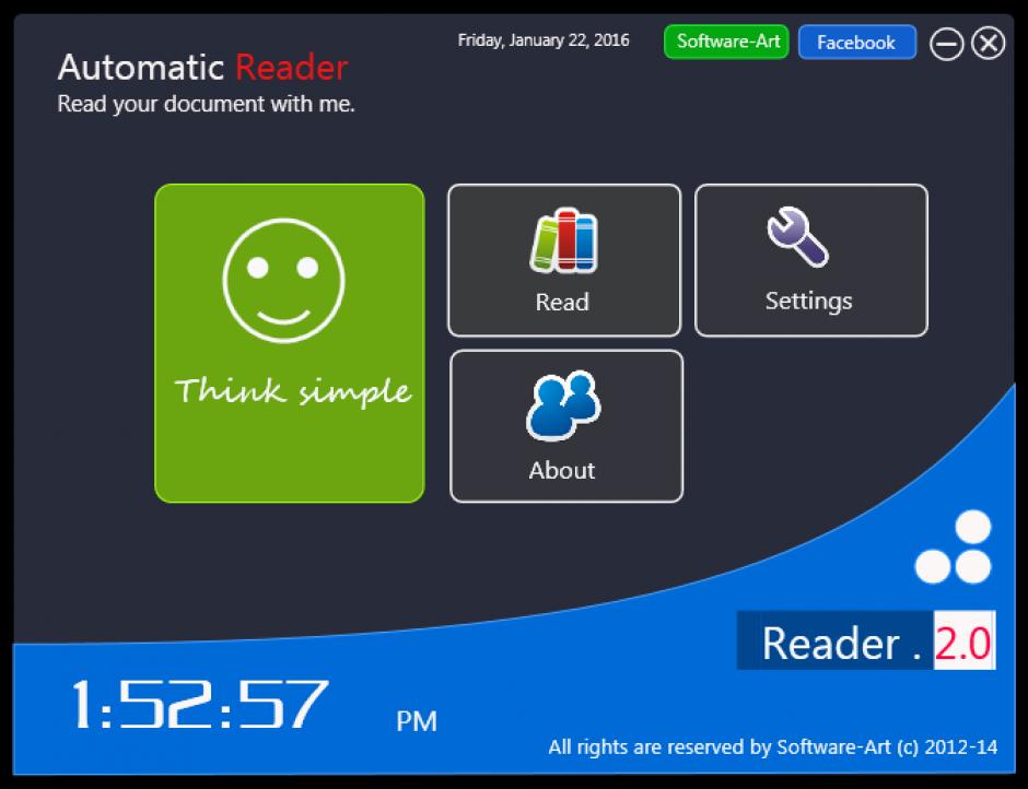 Automatic Reader main screen