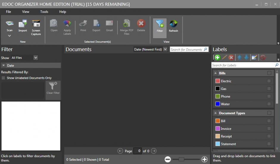 eDoc Organizer main screen