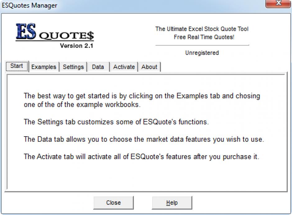 ESQManager main screen