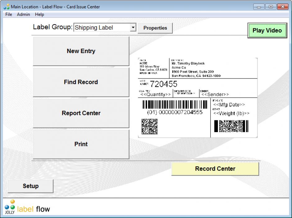 Label Flow main screen