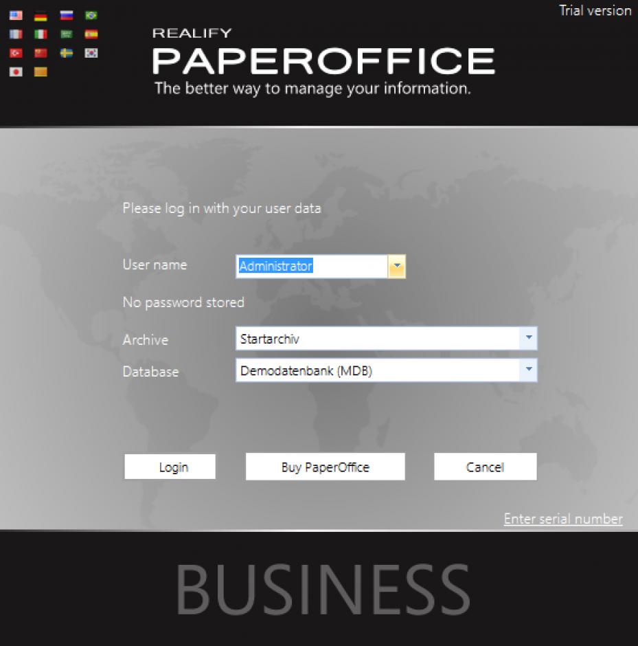 Realify PaperOffice 2014 main screen