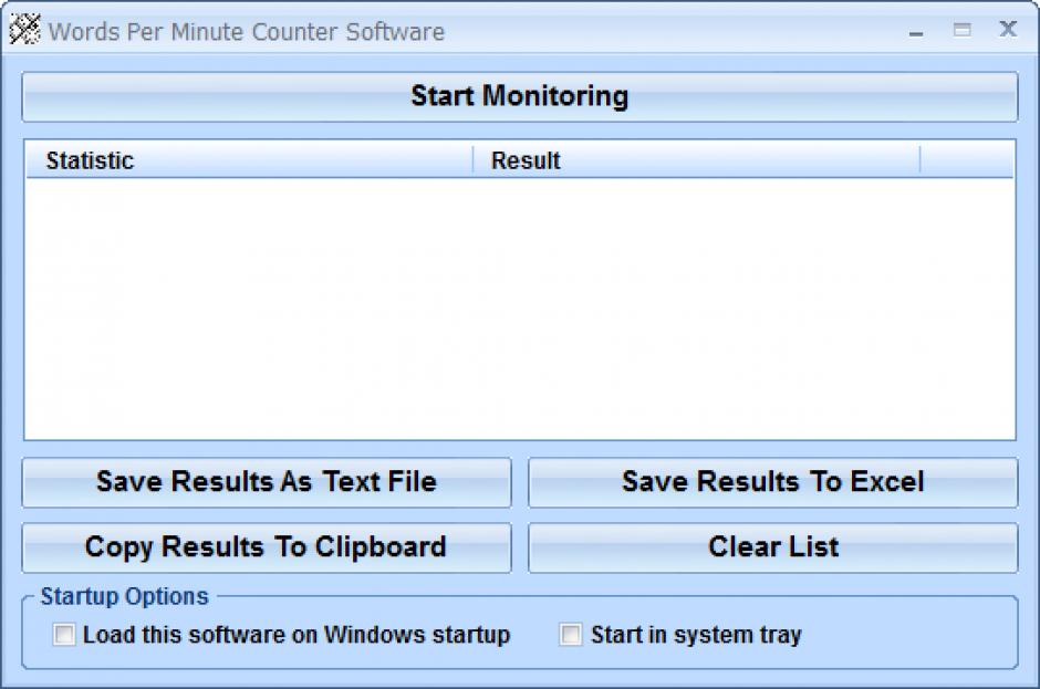 Words Per Minute Counter main screen