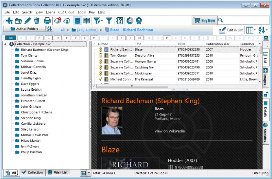 Book Collector main screen