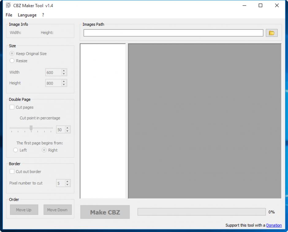 CBZ Maker Tool main screen