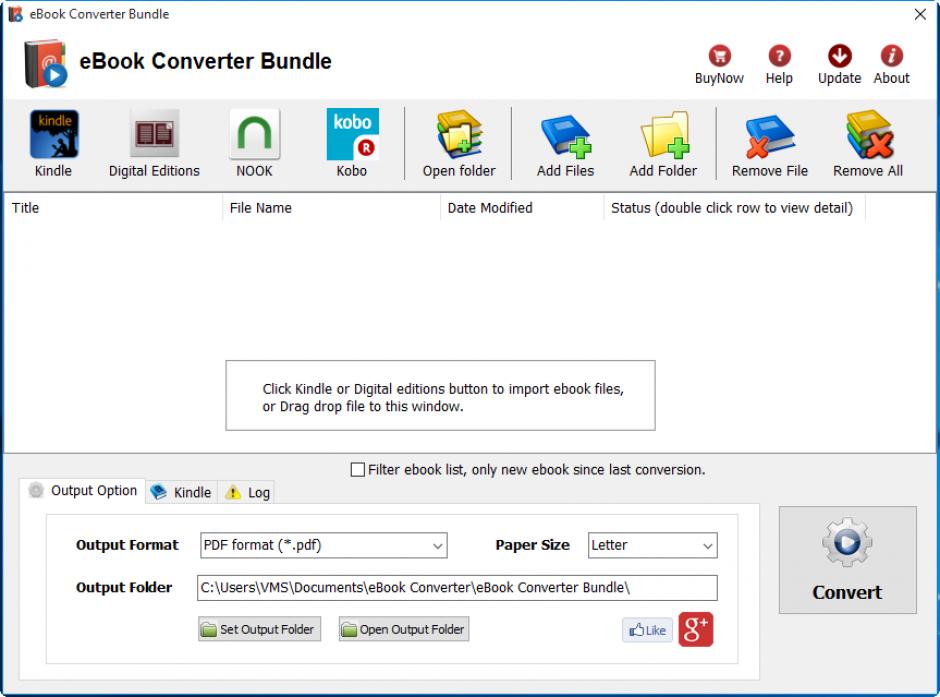 eBook Converter main screen