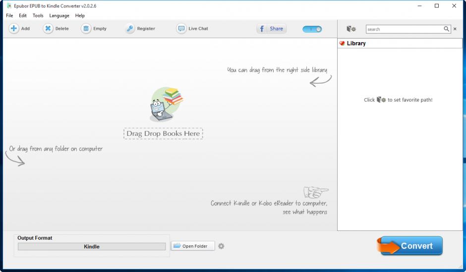 Epubor EPUB to Kindle Converter main screen