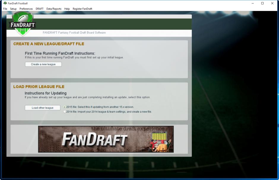 FanDraft Football main screen