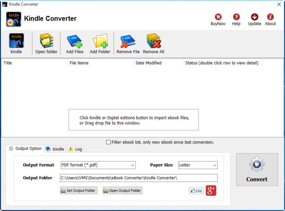 Kindle Converter main screen