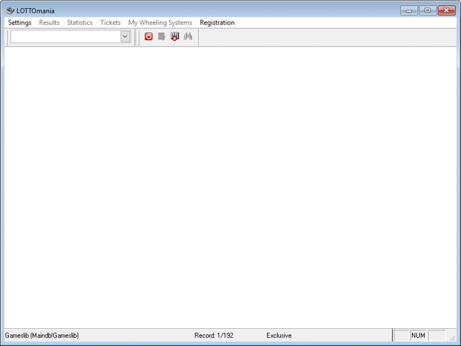 LOTTOmania main screen