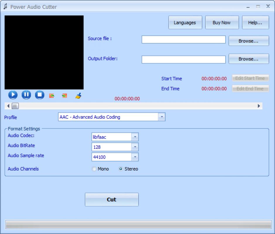 Power Audio Cutter main screen