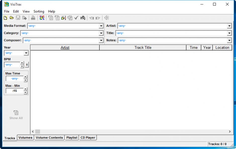 VisiTrax main screen