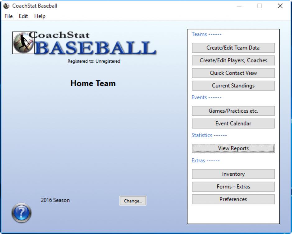 CoachStat Baseball main screen