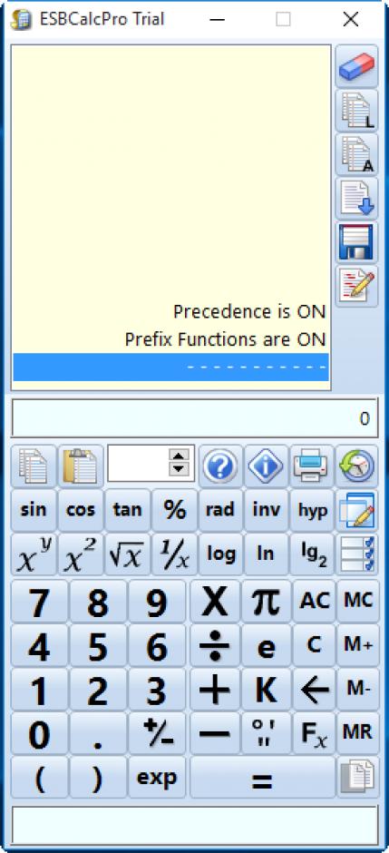 ESBCalc Pro main screen