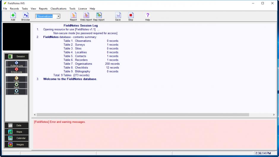 screenshot of program