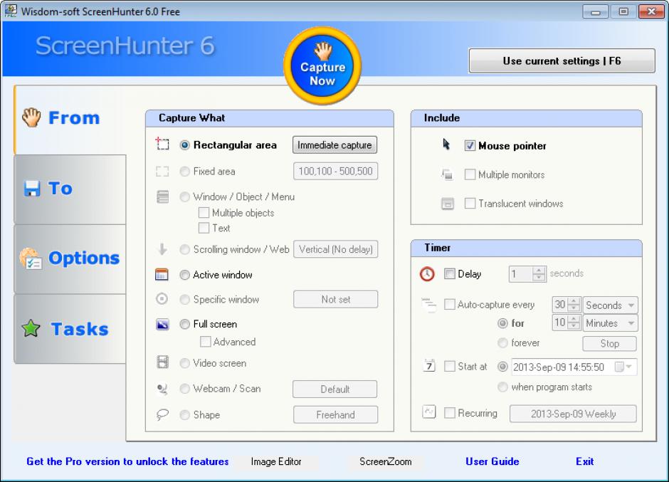 ScreenHunter Free main screen