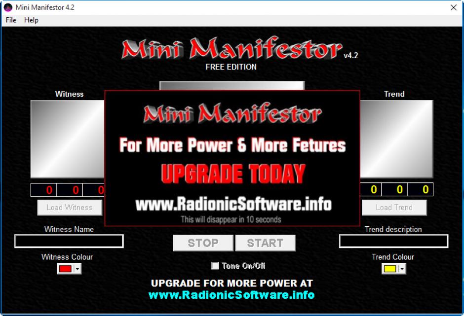 Mini Manifestor main screen