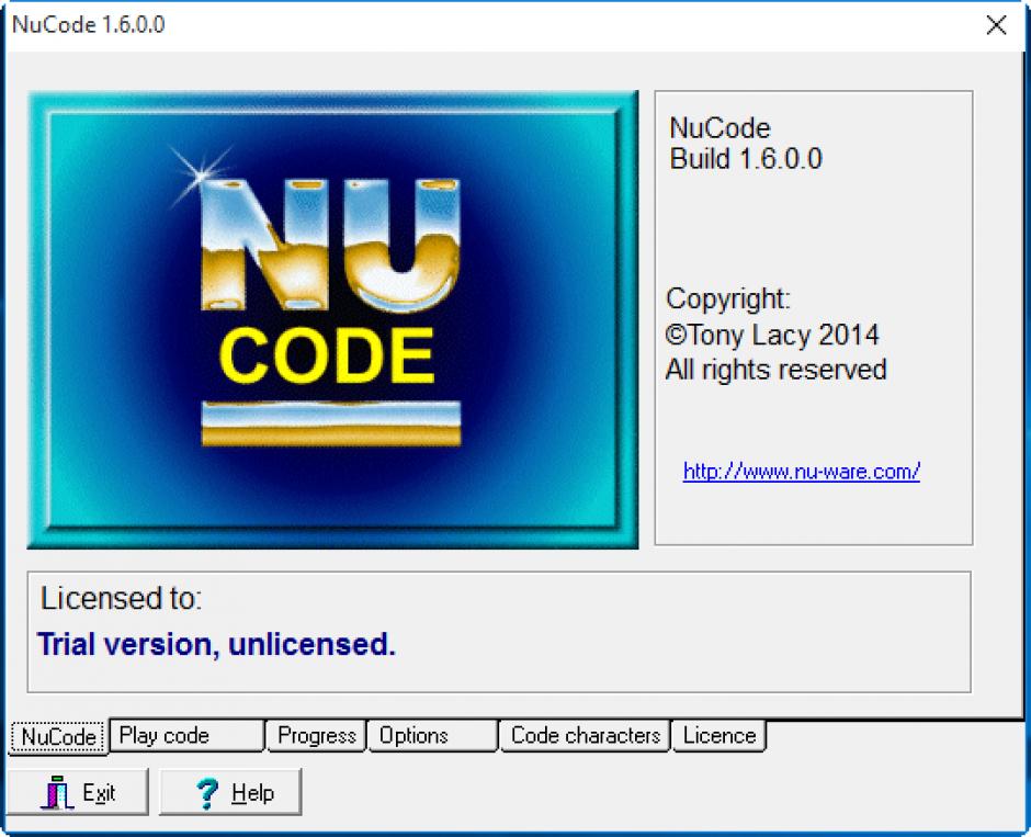 NuCode main screen