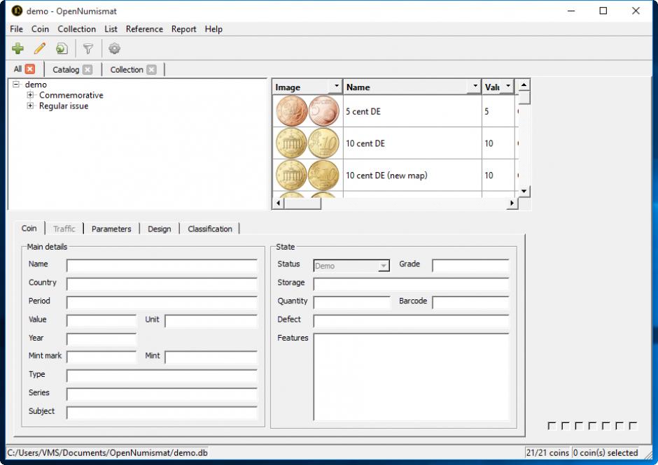 OpenNumismat main screen