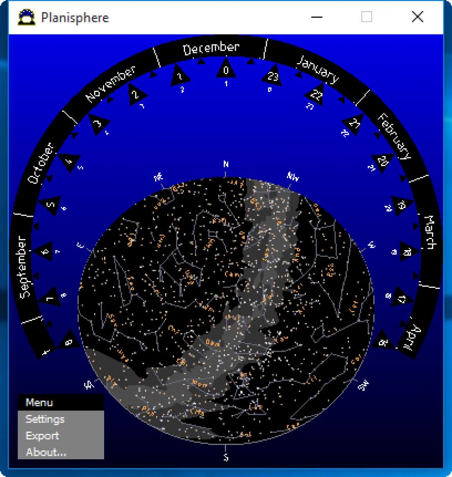 Planisphere main screen