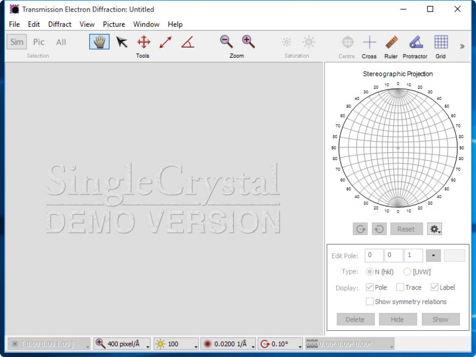 SingleCrystal main screen