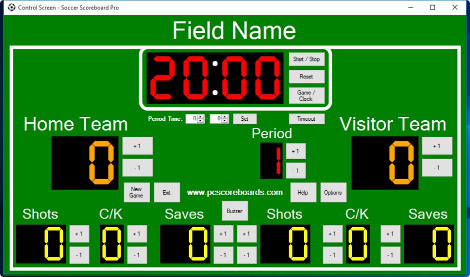 Soccer Scoreboard Pro main screen