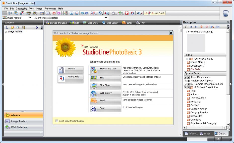 StudioLine Photo Basic main screen